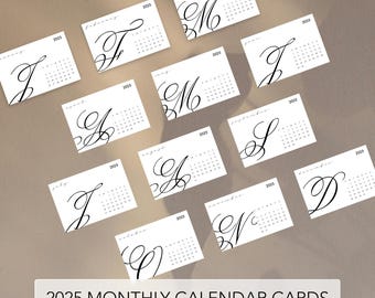 2025 Monthly Planner Cards | Calendar Journaling Cards | Planner Cards | Mini Calendar Cards (V3)