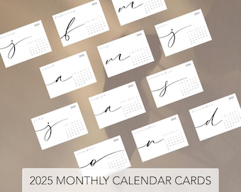 2025 Printable Monthly Planner Cards, Planner Pocket Cards, Printable Planner Accessories, Journaling Cards for Monthly Priorities (V1)