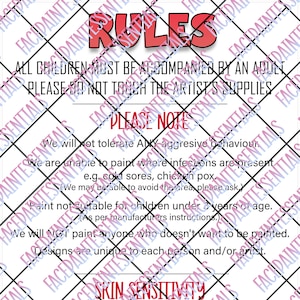 Printable Rules Disclaimer For Face Painters
