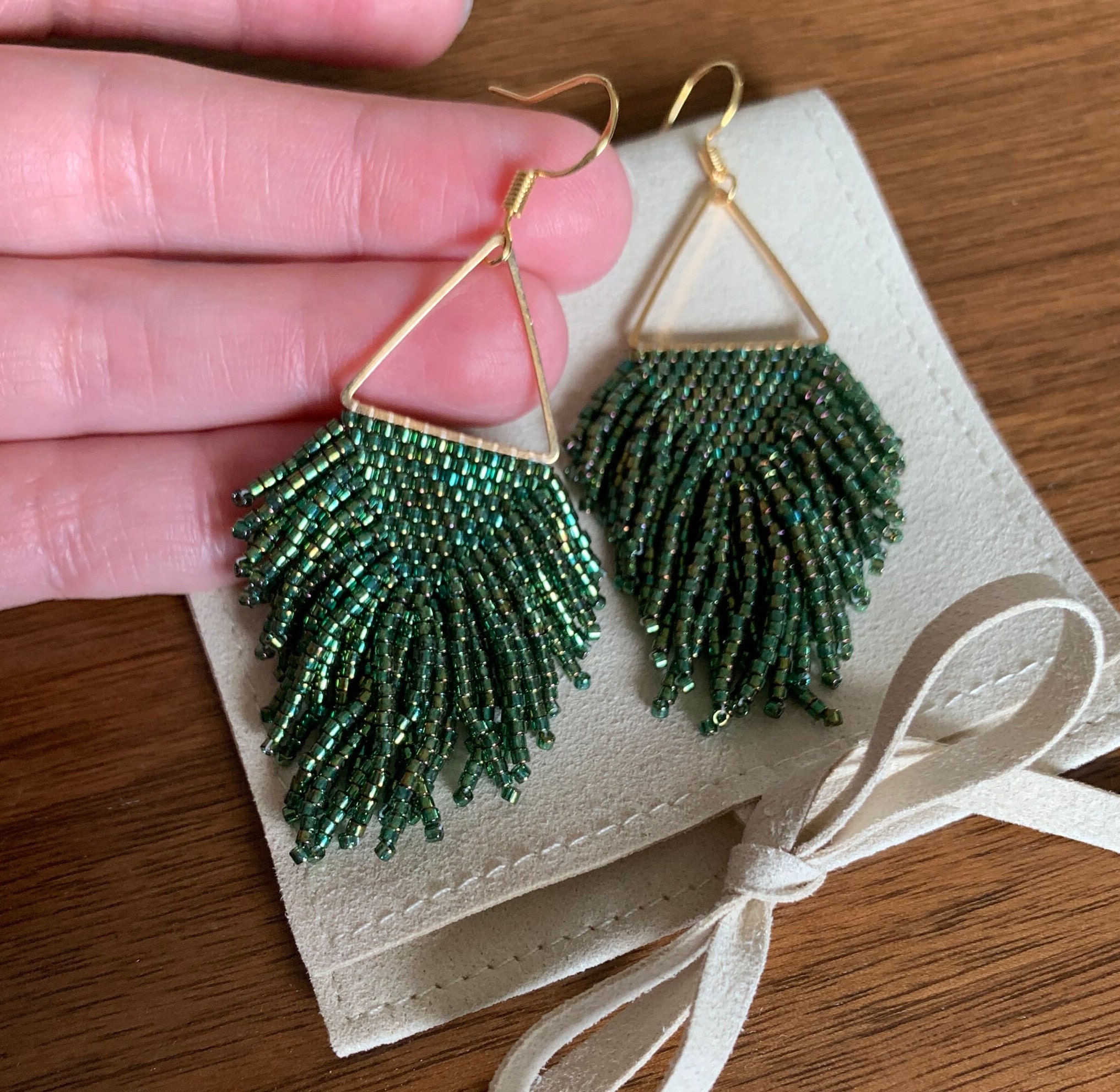 Boho Earrings Handwoven Bead Fringe Earring Bohemian Wedding Earring Boho Festival Earring