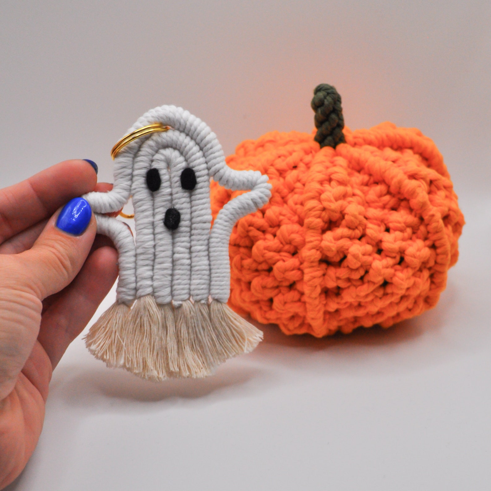 Macrame Ghost Keychains Macrame Halloween Ghost Keychain - Etsy