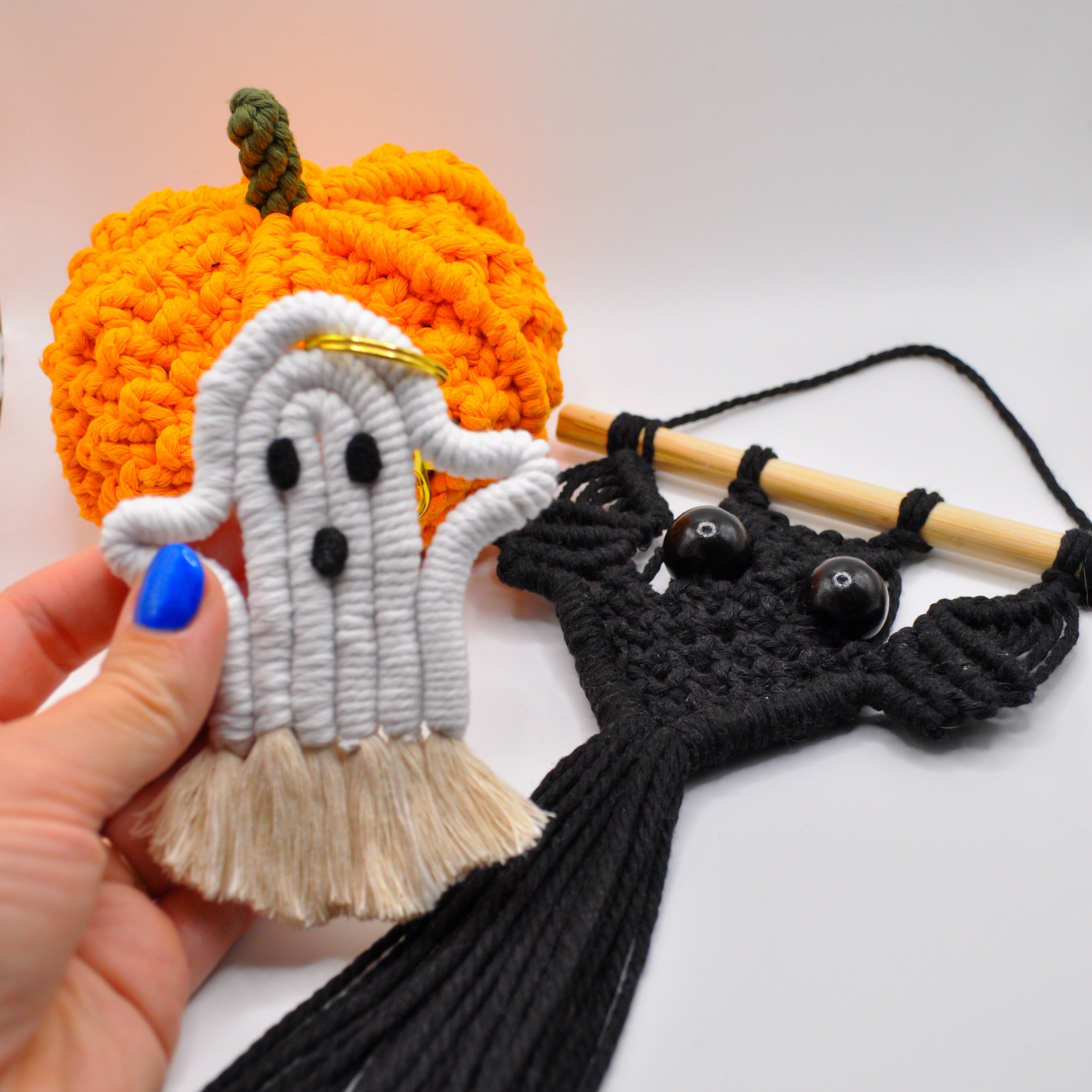 Macrame Ghost Keychains Macrame Halloween Ghost Keychain - Etsy