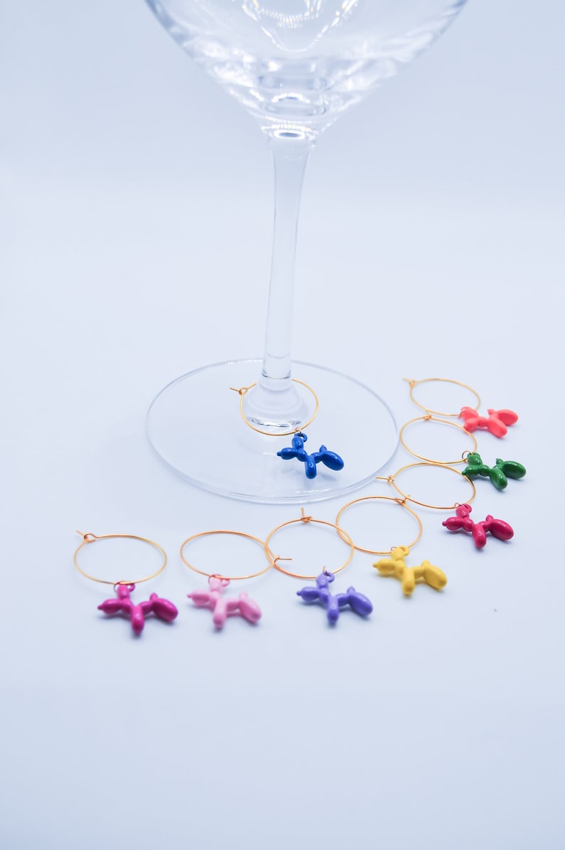 Wine glass charms balloon animal drink markers party table decor birthday party glass markers gift for wine lover valentines day gift