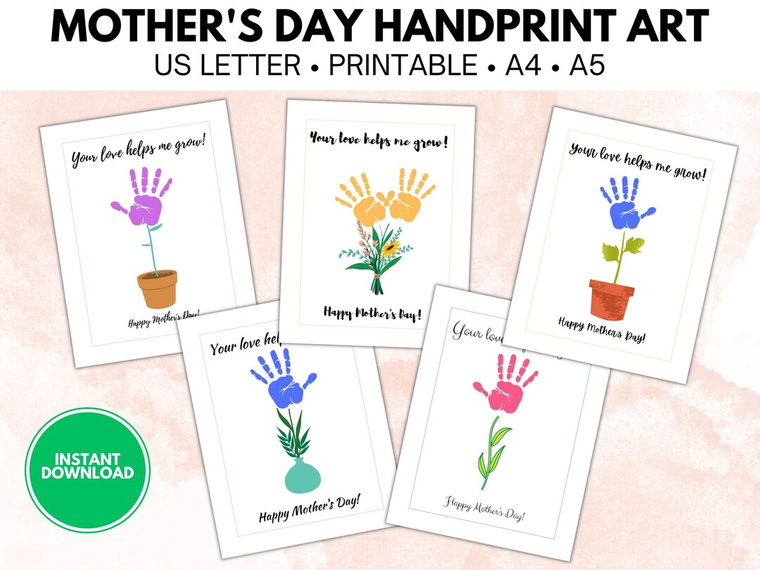 Printable Mother's Day Handprint Art | Instant Printable Gift for Mom ...