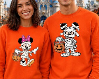 Disney Halloween Mummy Mickey Minnie Mouse Sweatshirt Spooky Season Matching Couple Halloween Disney Vacation Matching Family Sweatshirts