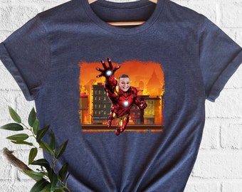 Super Hero Photo Tshirt Personalized Dad Shirt Custom Photo Tshirt Birthday Boy Gift Superhero Photo Portrait Shirt Custom Portrait Shirts