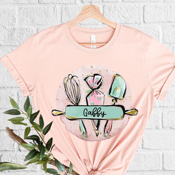 Custom Baker T-Shirt, Personalized Gift For Baker, Baking Tees, Baking Lover Shirt, Funny Baking Tshirt, Funny Baker Shirt, Cute Chef Gift