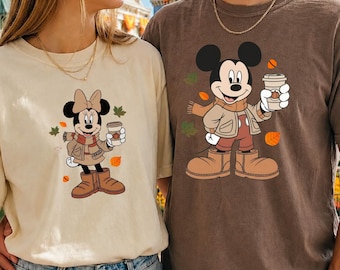 Fall Autumn Halloween Disney Shirt Matching Couple Disney Halloween Shirt Comfort Colors Mickey Minnie Mouse Disneyland Disneyworld Trip Tee
