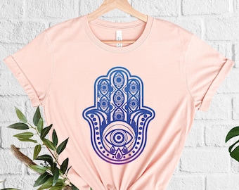 Hamsa Hand Shirt  Evil Eye Tee  Hand Of Fatima Tshirt  Spiritual Clothing  Mystical Shirt  Witchy Shirt, Religion Shirt, Bohemian Clothing