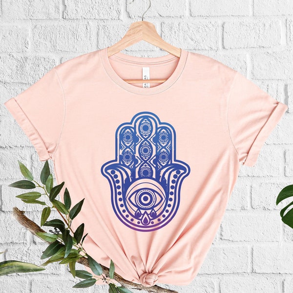 Hamsa Hand Shirt, Evil Eye Tee, Hand Of Fatima Tshirt, Spiritual Clothing, Mystical Shirt, Witchy Shirt, Religion Shirt, Bohemian Clothing