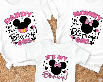 Custom Disney Birthday Matching Family Shirts Minnie Mouse Birthday Girl Shirt Mom Dad Matching Shirts Personalized Family Birthday Tshirts
