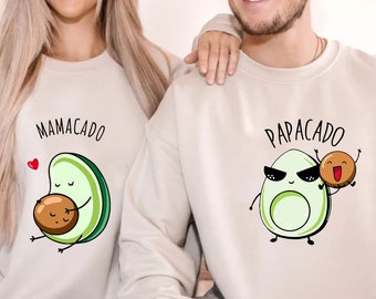 Mamacado Sweatshirt Papacado Sweater Matching Mom And Dad  Pregnancy Announcement Parents Outfit Avocado Lover Gift Baby Reveal, Baby Shower
