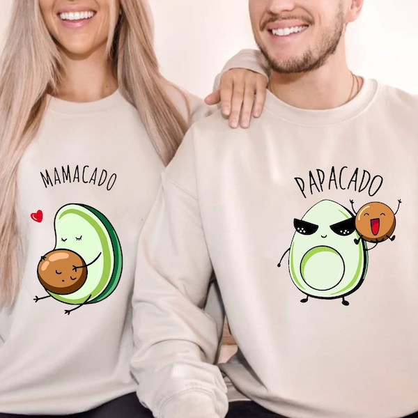 Mamacado Sweatshirt Papacado Sweater,Matching Mom And Dad, Pregnancy Announcement,Parents Outfit,Avocado Lover Gift,Baby Reveal, Baby Shower