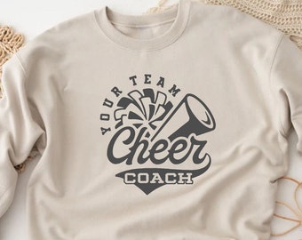 Personalized Cheer Coach Sweatshirt, Custom Cheer Coach Sweater, Custom Team Name, Mascot Tee, Gameday Vibes, Cheerleader Shirt,Cheerleading