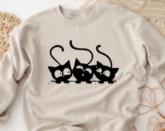 Cute Cats Sweatshirt, Cat Owner Sweater, Cat Owner Gift, Custom Cat Sweater, Cat Mom Sweatshirt, Cat Lover Gifts,Personalized Cat,Custom Cat
