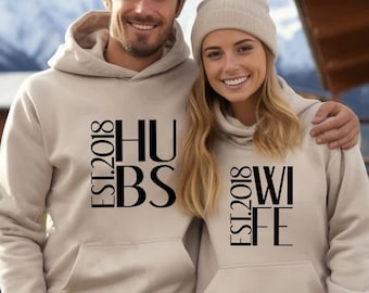 Personalized Hubs & Wife Hoodie, Personalized Hoodie, Custom Hoodie, Engagement Party, Custom Wedding Gift, His And Hers, Anniversary Gifts