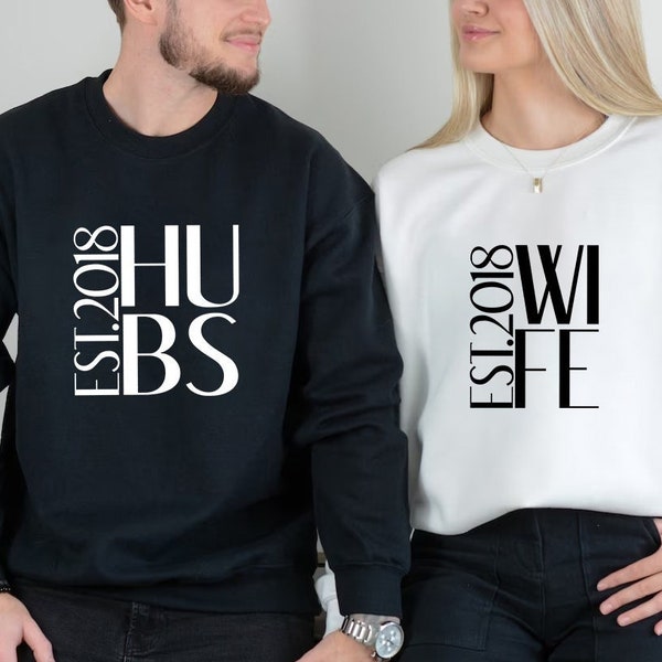 Personalized Hubs & Wife Sweatshirt,Engagement Party,Gift For Couple,Anniversary Gift,Wedding Gifts,Custom Wedding Gift,Personalized Sweater