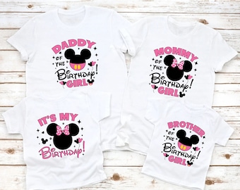 Disney Birthday Matching Family Shirts Minnie Mouse Birthday Girl Shirt Custom Mom Dad Matching Shirts Personalized Family Birthday Tshirts