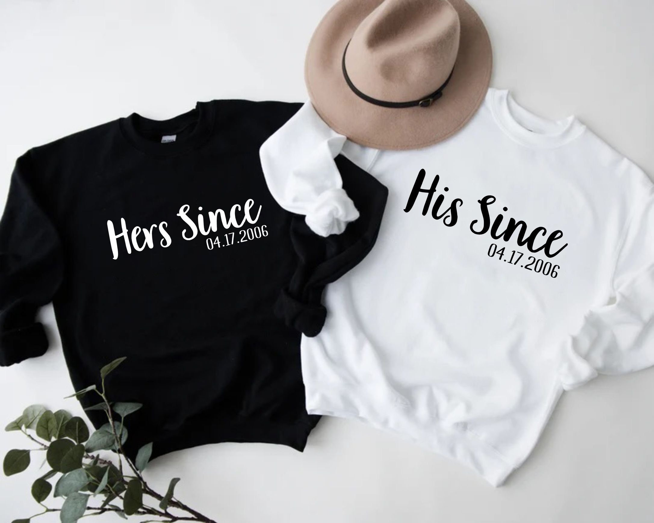 Discover Hers Since His Since Sweatshirts, Funny Couple Matching Tees, Custom Date Anniversary Gift, Husband And Wife Sweater, Gift For Valentine