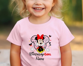 Custom Disney Birthday Girl Shirt Personalized Minnie Shirt Kids Birthday Shirt Minnie Mouse Birthday Gift Toddler Birthday Gift Disney Trip