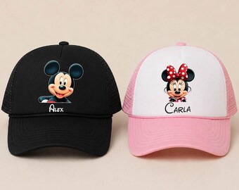 Disney Family Vacation Trucker Hat Personalized Disney Hat Minnie Mickey Mouse Adult Size Custom Snapback Hat Disney Trip Disney Squad Hats