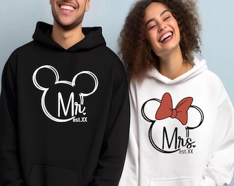 Disney Anniversary Couple Matching Hoodie Bride Groom Gifts Couple Gifts Wedding Anniversary Gift Custom Hoodie Bridal Shower Gift Wife Gift
