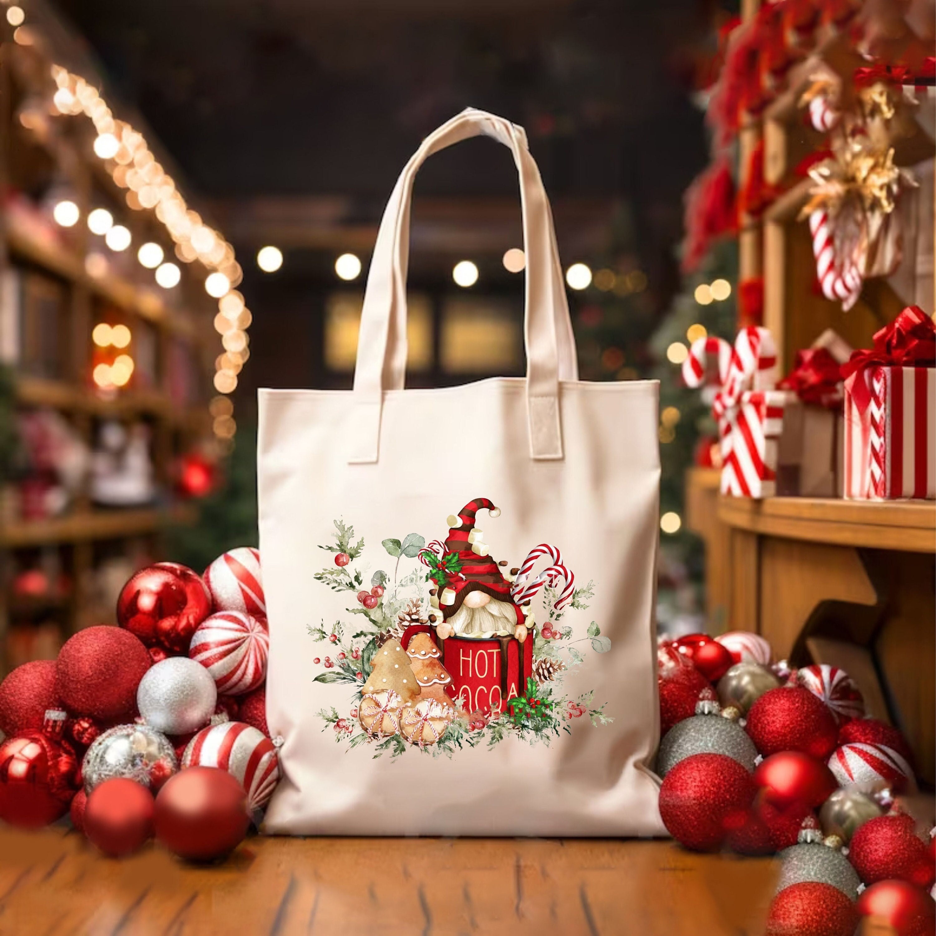 Christmas Gnome Canvas Bag Christmas Tote Bag Gift for Christmas Christmas Canvas Bags Santa Gnome Bag Cute Christmas Bag Holiday Gift Etsy
