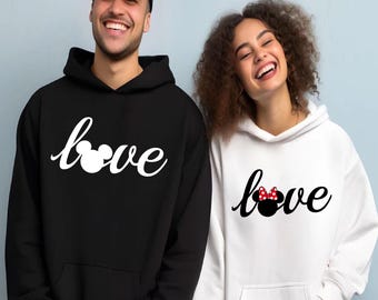 Matching Couple Disney Hoodie Disney Trip Mickey Mouse Minnie Mouse Matching Hoodies Disney Honeymoon Gifts Bride Groom Gift Disney Vacation