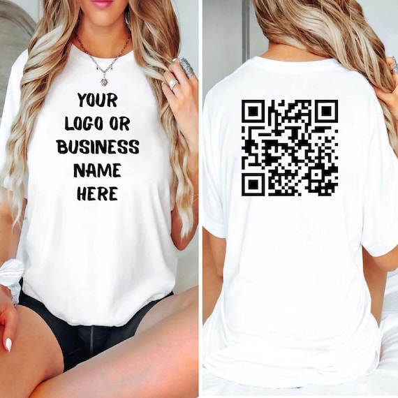 Custom Business Logo T-Shirt QR Code Two Sided Shirt Personalized Company Name Shirt Small Business Custom Work Shirt Business Branding Tees