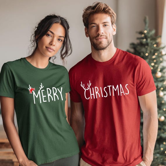 Merry Christmas Couple Matching Shirts Xmas Gifts Husband Wife Christmas Gifts Couples Gifts Matching Family Shirts Matching Xmas Family Tee