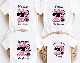 Minnie Twodles Family Birthday Shirts Matching Family Custom 2nd Disney Birthday Party Shirts Personalized Minnie Mouse Birthday Girl Shirts