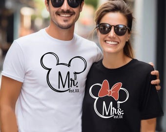 Couple Matching Disney Wedding Anniversary Shirts Custom Minnie Mickey Mouse Anniversary Gifts Couple Shirts Personalized Gifts Disney Shirt