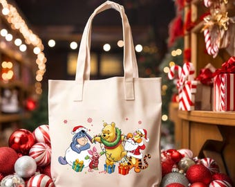 Sac fourre-tout de Noël avec personnages Disney Winnie l'ourson Tigre Bourriquet pour enfants