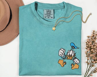 Donald Duck Embroidery Comfort Colors Shirt Disney Shirts Angry Duck Embroidered Shirt Disney Vacation Tshirt Group Shirts Funny Duck Shirts