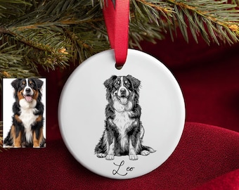 Personalized Pet Portrait Christmas Ornament Custom Dog Ornament Pet Memorial Ceramic Ornament Christmas Tree Dog Mom Cat Mom Christmas Gift
