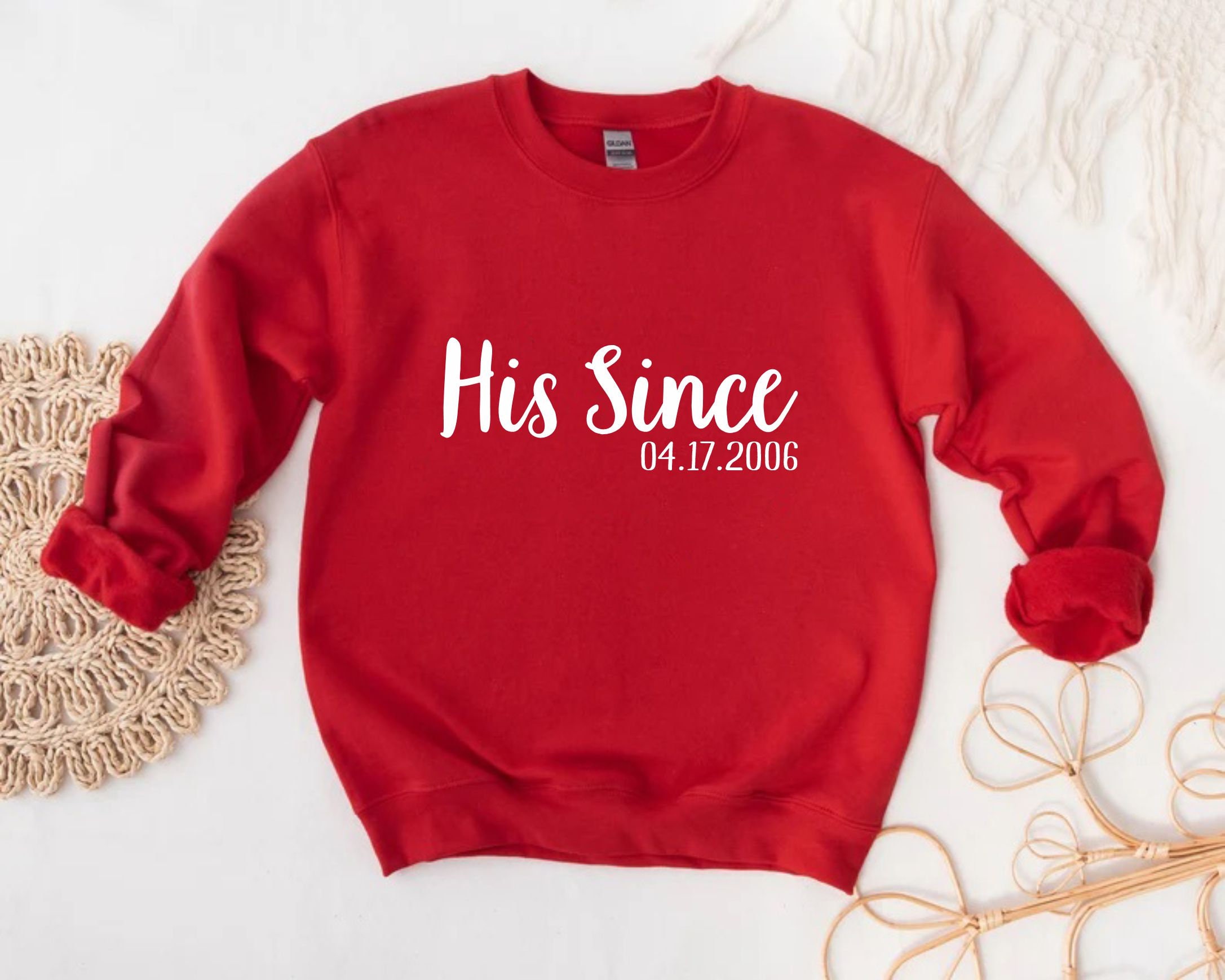 Discover Hers Since His Since Sweatshirts, Funny Couple Matching Tees, Custom Date Anniversary Gift, Husband And Wife Sweater, Gift For Valentine