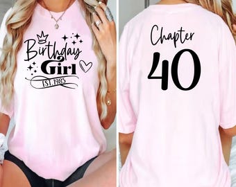 Custom Birthday Girl Shirt Two Sided Personalized Birthday Tee Birthday Squad Shirt Personalized Birthday Girl Trip Custom Age Chapter Shirt