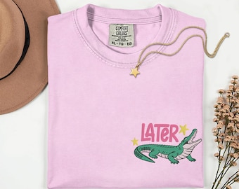 Embroidery Alligator Later Shirt Trending Now Comfort Colors Embroidered Gator Shirt Popular Now Alligator Tshirts Embroidery Crocodile Tees