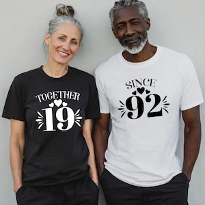Custom Year Wedding Anniversary Shirts Couple Matching Anniversary Tees Matching Couple Anniversary Gifts Together Since Husband Wife Gifts
