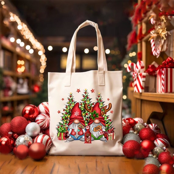 Christmas Gnomes Canvas Bag Gnome Christmas Christmas Gnome Christmas Vibes Christmas Treat Bags Christmas Tote Bag Canvas Tote Bag Etsy Canada