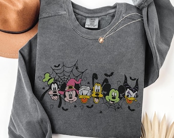 Embroidery Disney Halloween Sweatshirt Comfort Colors Spooky Mickey And Friends Embroidered Sweatshirt Disney Vacation Embroidered Sweater