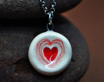 Handmade Ceramic Heart Pendant Necklace – Romantic Jewelry Gift