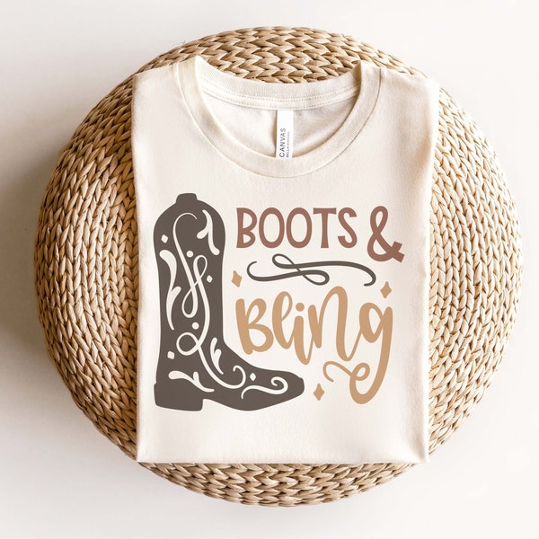 Cowgirls Boots&Bling Cowboy Boot Bling Shirt, Boots Bling Shirt, Women Cowgirl Shirt l Gift for Women