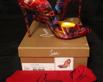 CHRISTIAN LOUBOUTIN Patent Discolaser Hot Chick 100mm Pumps EU 41 Multicolor