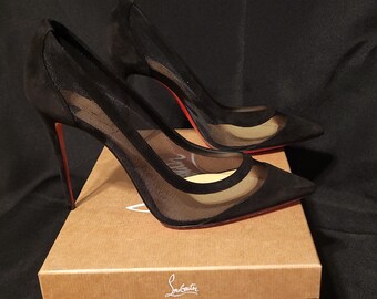 Christian Louboutin GALATIVI - 100 mm Pumps - SUEDE Calf and Net - BLACK