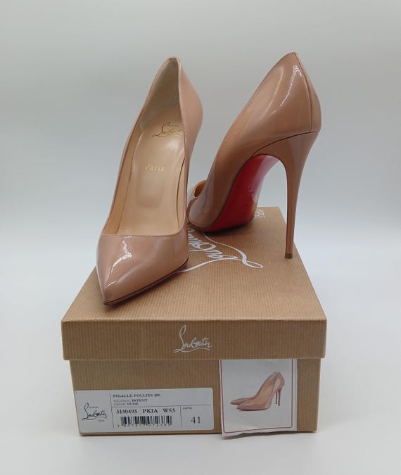 Christian Louboutin Pigalle Follies Patent Leather Pump in Nude Size 41 Etsy