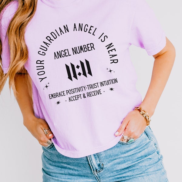 11:11 Intuition Vintage Boxy Crop Shirt, Angel Numbers 111 222 333 Guardian Angel Shirt, Manifestation T-shirt, Witchy Spiritual Intuition