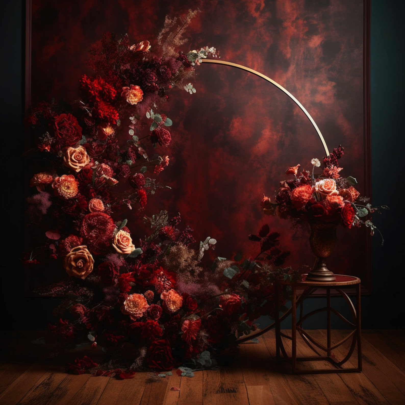 Floral Ring Backdrop, Floral Hoop Digital Backdrop Overlay, Maternity