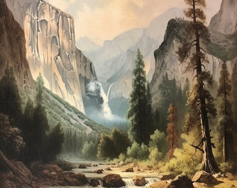 Yosemite Vintage Art | Printable Vintage Painting | Digital Art Download | 2/4