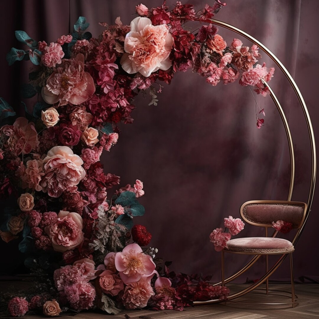 Floral Ring Backdrop Floral Hoop Digital Backdrop Overlay Etsy